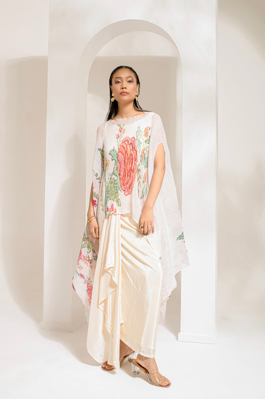 IVORY WHITE KAFTAN PAIRED WITH DHOTI SET