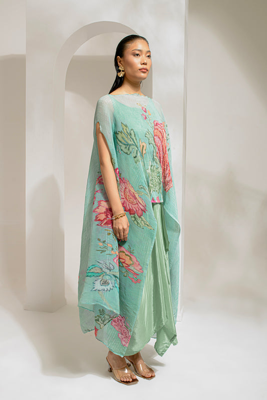 EMERALD GREEN  KAFTAN PAIRED WITH DHOTI