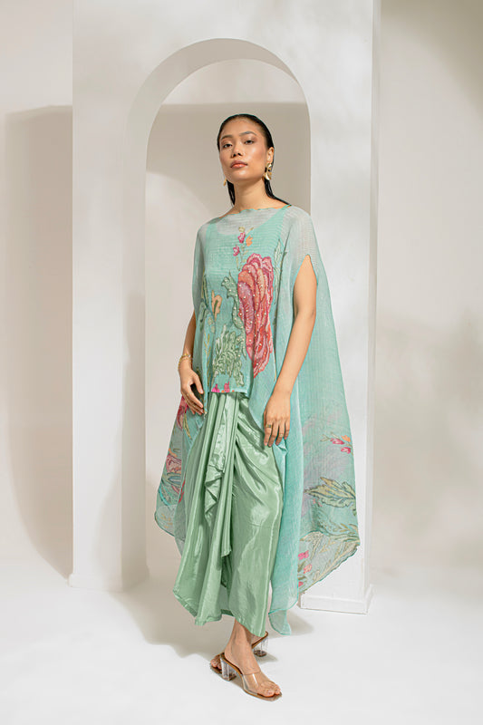 EMERALD GREEN KAFTAN PAIRED WITH DHOTI