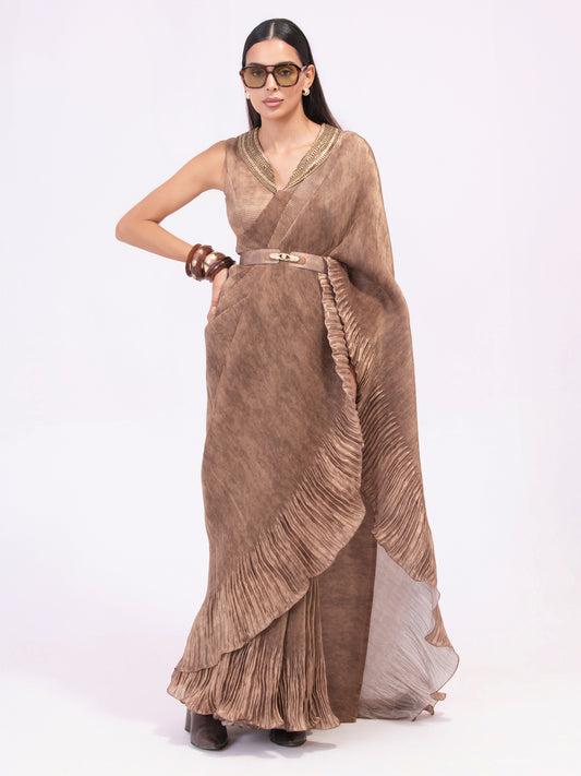 SMOKE BRONZE ALCHEMY PRE-DRAPED SAREE