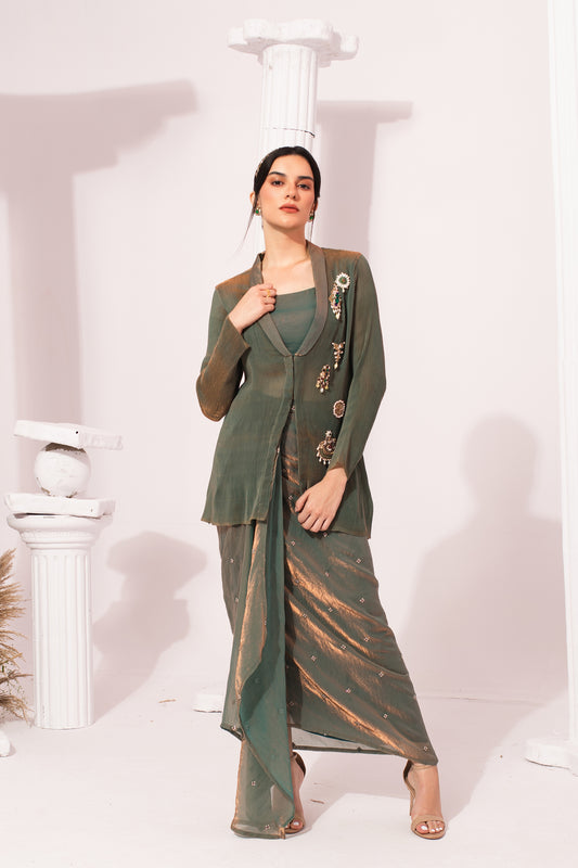 METALIC MOSS GREEN REGAL JACKET