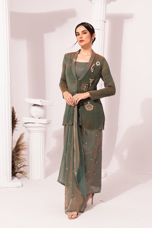 METALIC MOSS GREEN REGAL JACKET