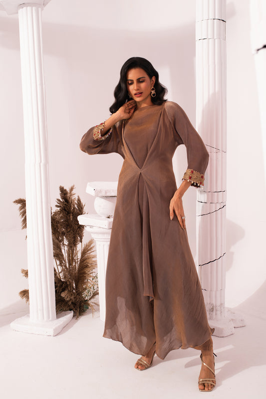 METALIC CHESTNUT DRAPE CO-ORD SET
