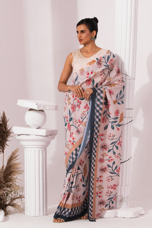CHECKS & WHIMSY PRE-DRAPED SAREE