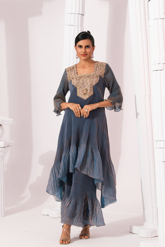 METALIC STEEL BLUE PA SUIT