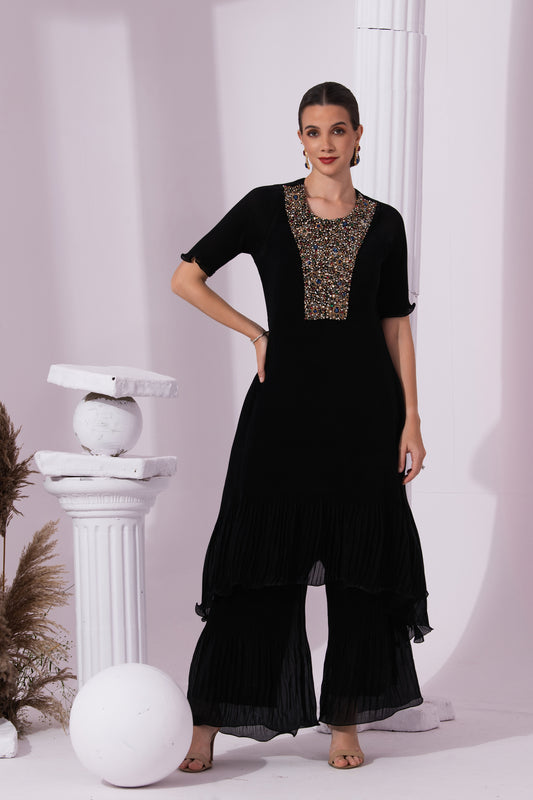 METALIC JET BLACK KURTA SET