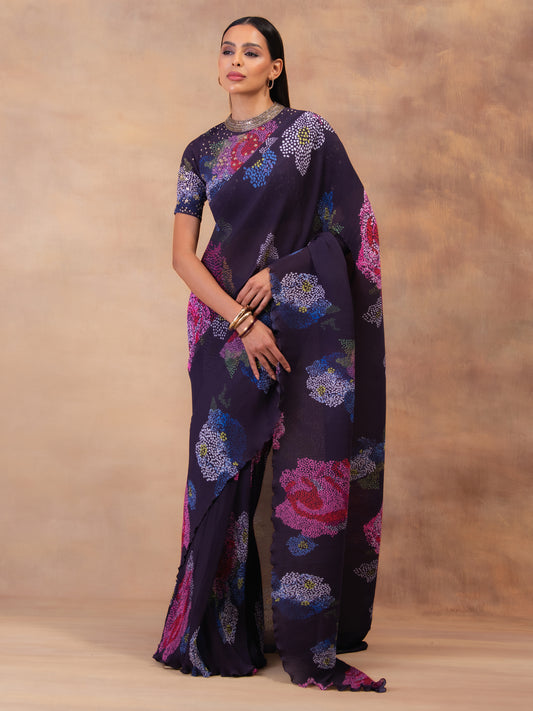 'MIDNIGHT BLOOM' PRE-DRAPED SAREE