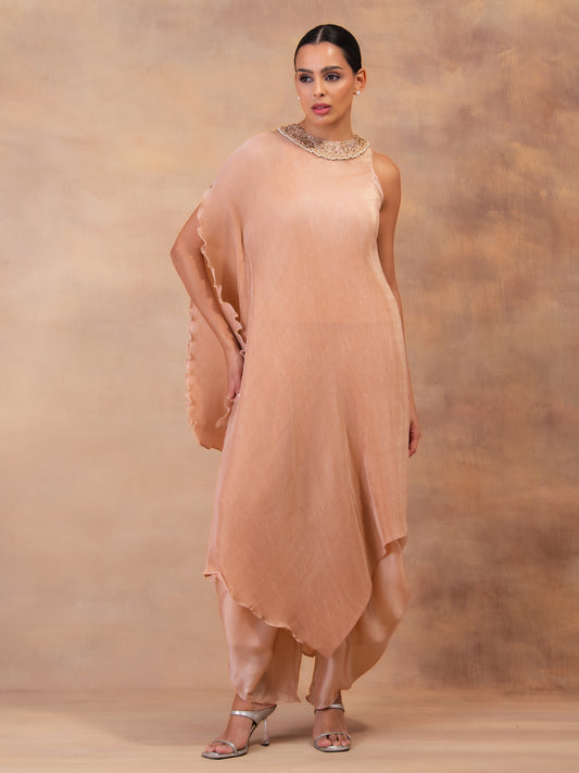 'CHAMPAGNE MUSE' DRAPE TUNIC WITH DHOTI PANTS