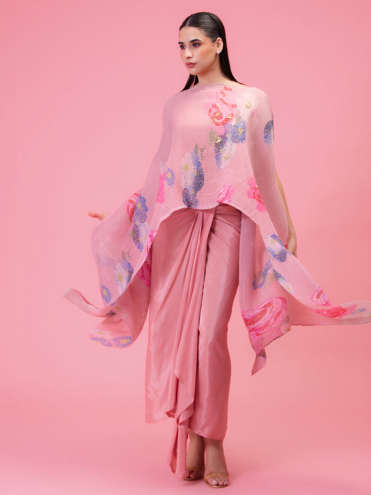 'PETALS POETRY' BLUSH PINK KAFTAN & DHOTI