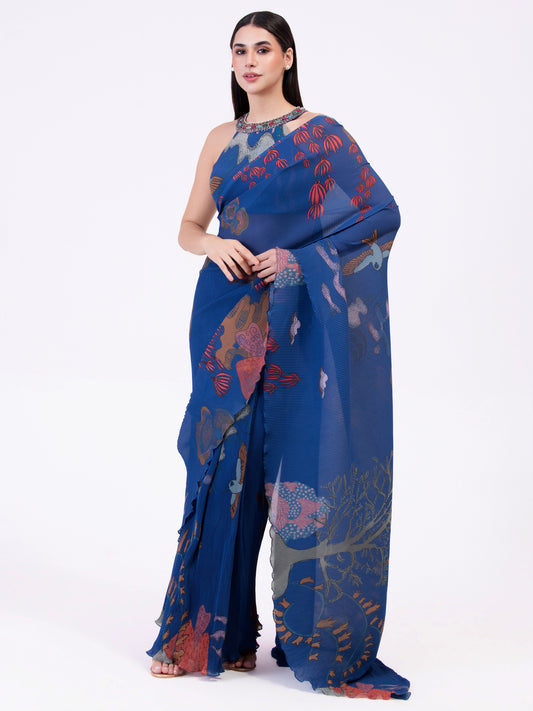 BRAHMAND BLUE PRE-DRAPED SAREE