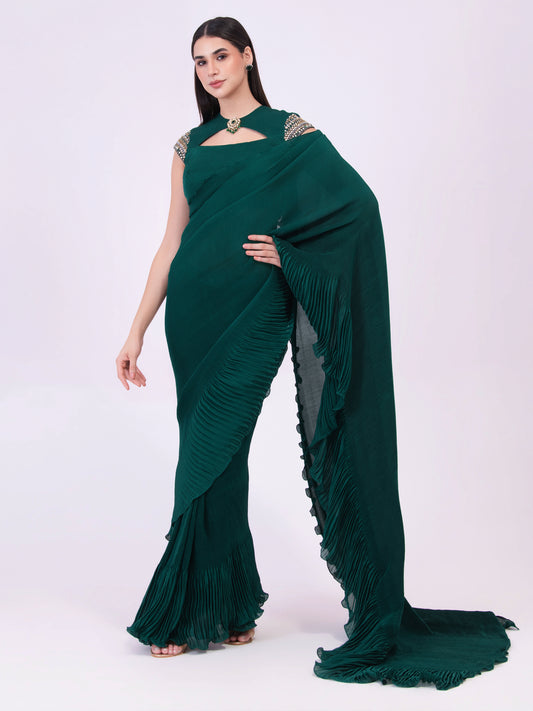 'EMERALD ECHO' PRE-DRAPE SAREE