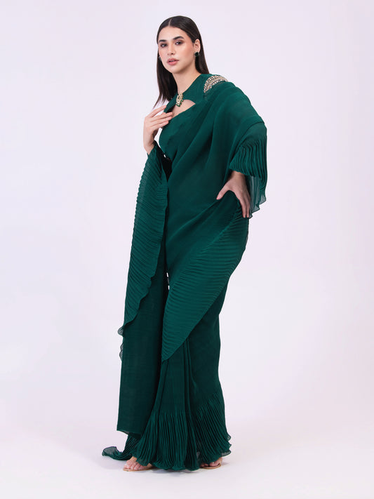 EMERALD ECHO PRE-DRAPE SAREE