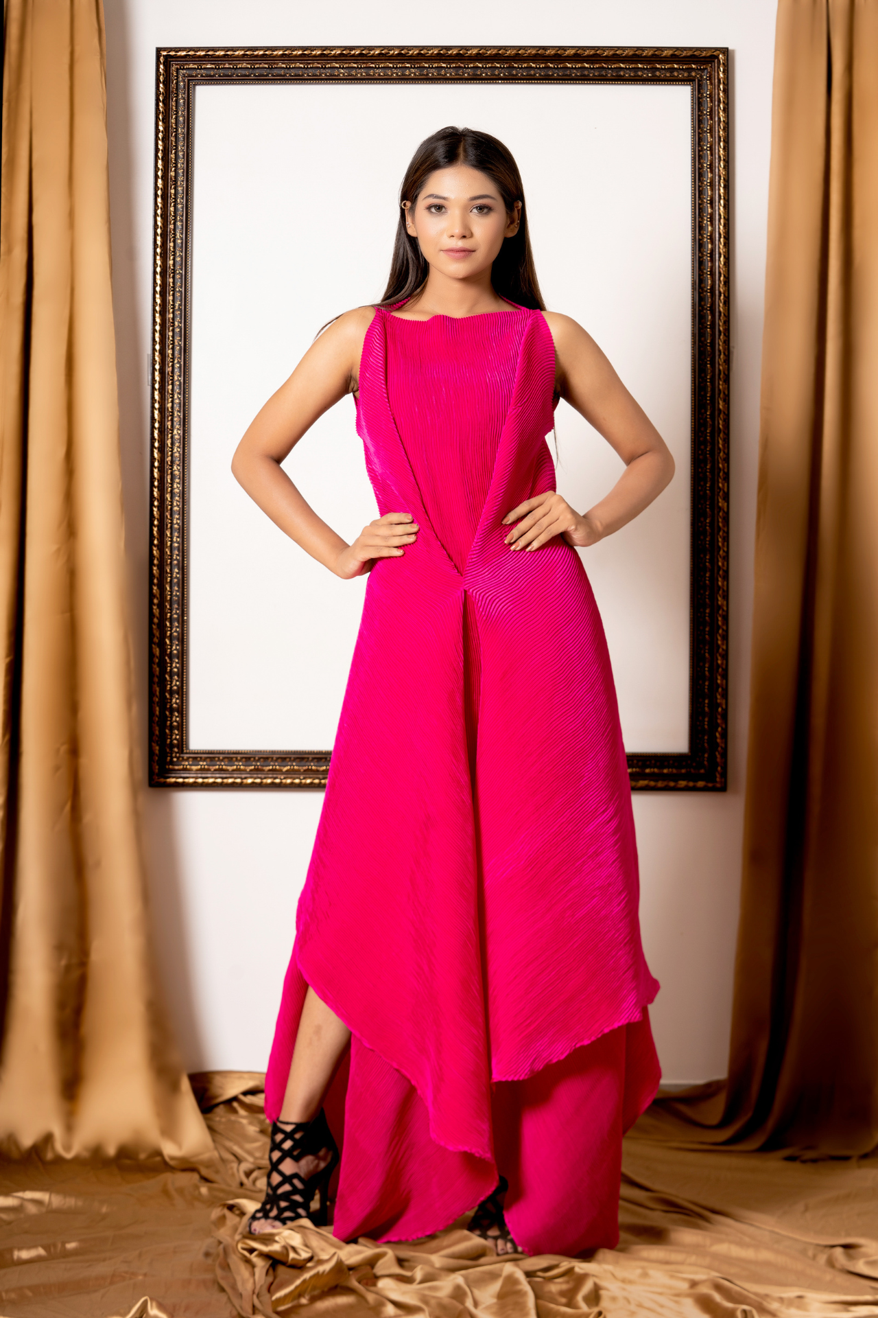 Pleated Hot Pink Co-ord Set