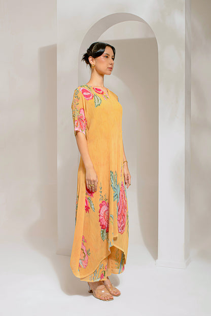 CHROME YELLOW V NECK KURTA SET