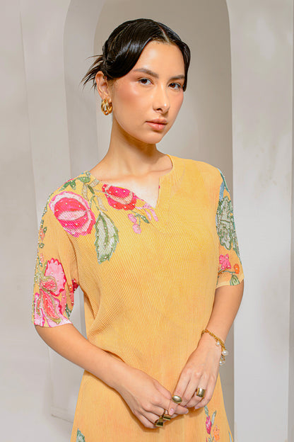 CHROME YELLOW V NECK KURTA SET