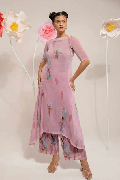 ONION PINK LOTUS KURTA SET