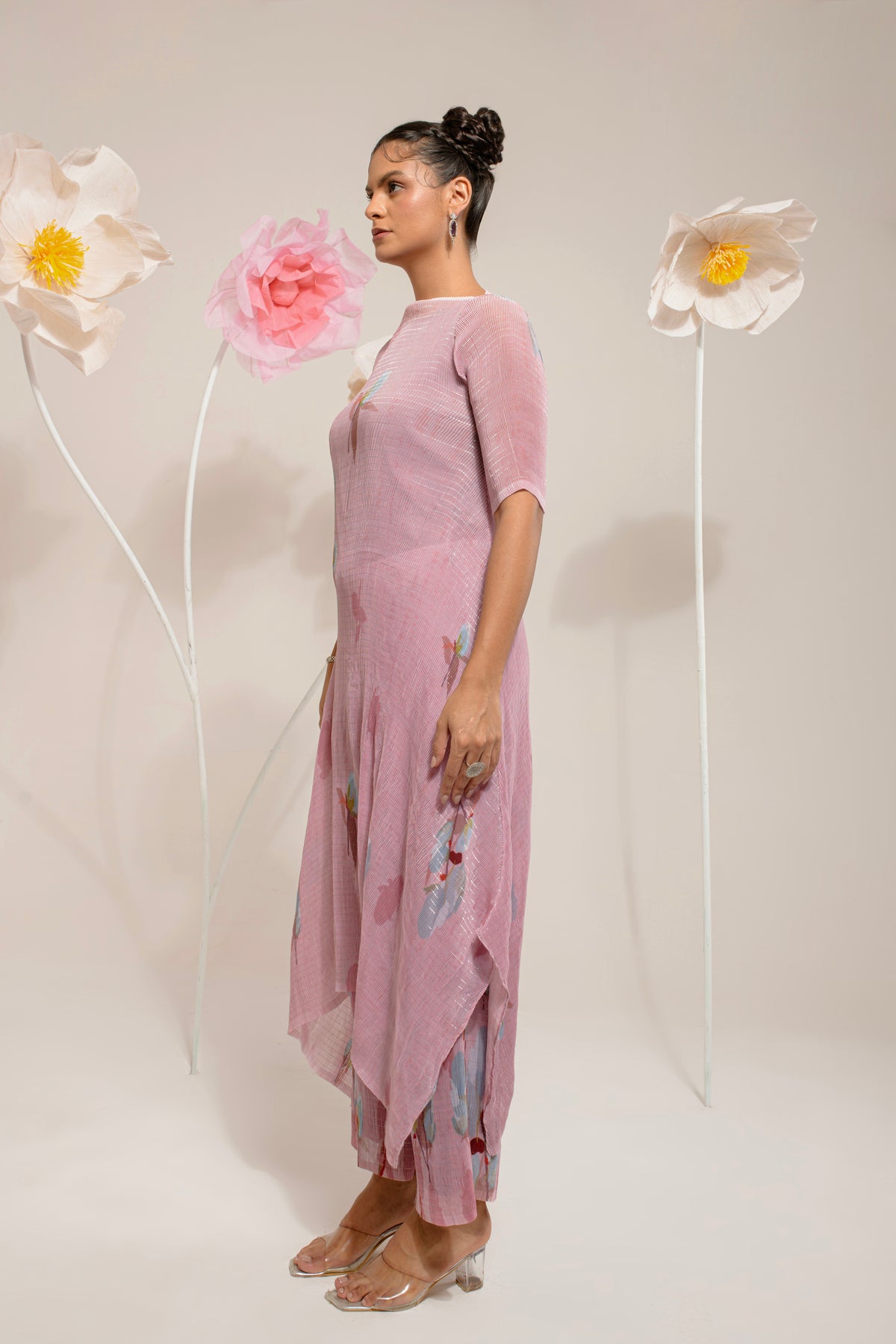 ONION PINK LOTUS KURTA SET