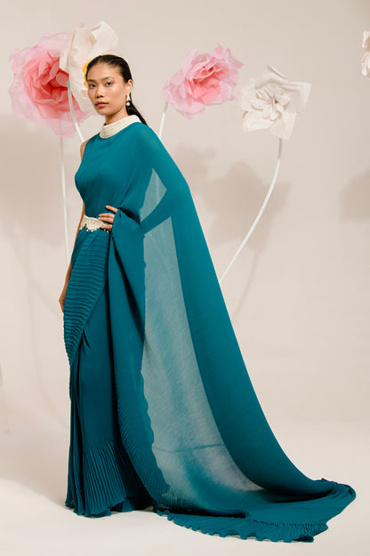 PRE-DRAPED PEACOCK SAREE