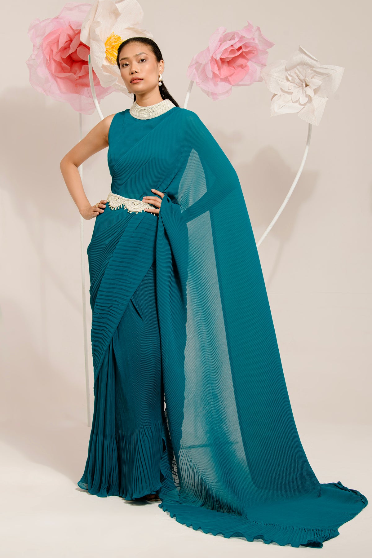 PRE-DRAPED PEACOCK SAREE