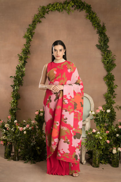 PRE-DRAPED MAGENTA PINK SAREE