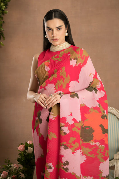 PRE-DRAPED MAGENTA PINK SAREE