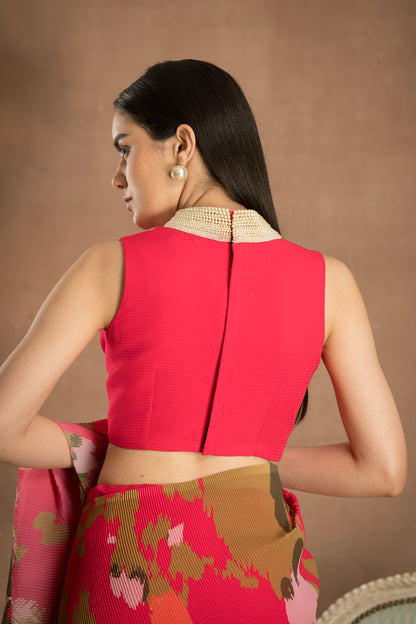 PRE-DRAPED MAGENTA PINK SAREE