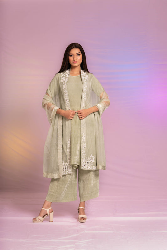 Pista Green Pearl Kurta Set