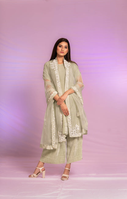 Pista Green Pearl Kurta Set