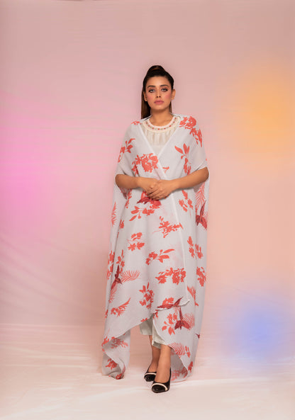 Ice Mountain kurta set with Digital print pleated Cape..