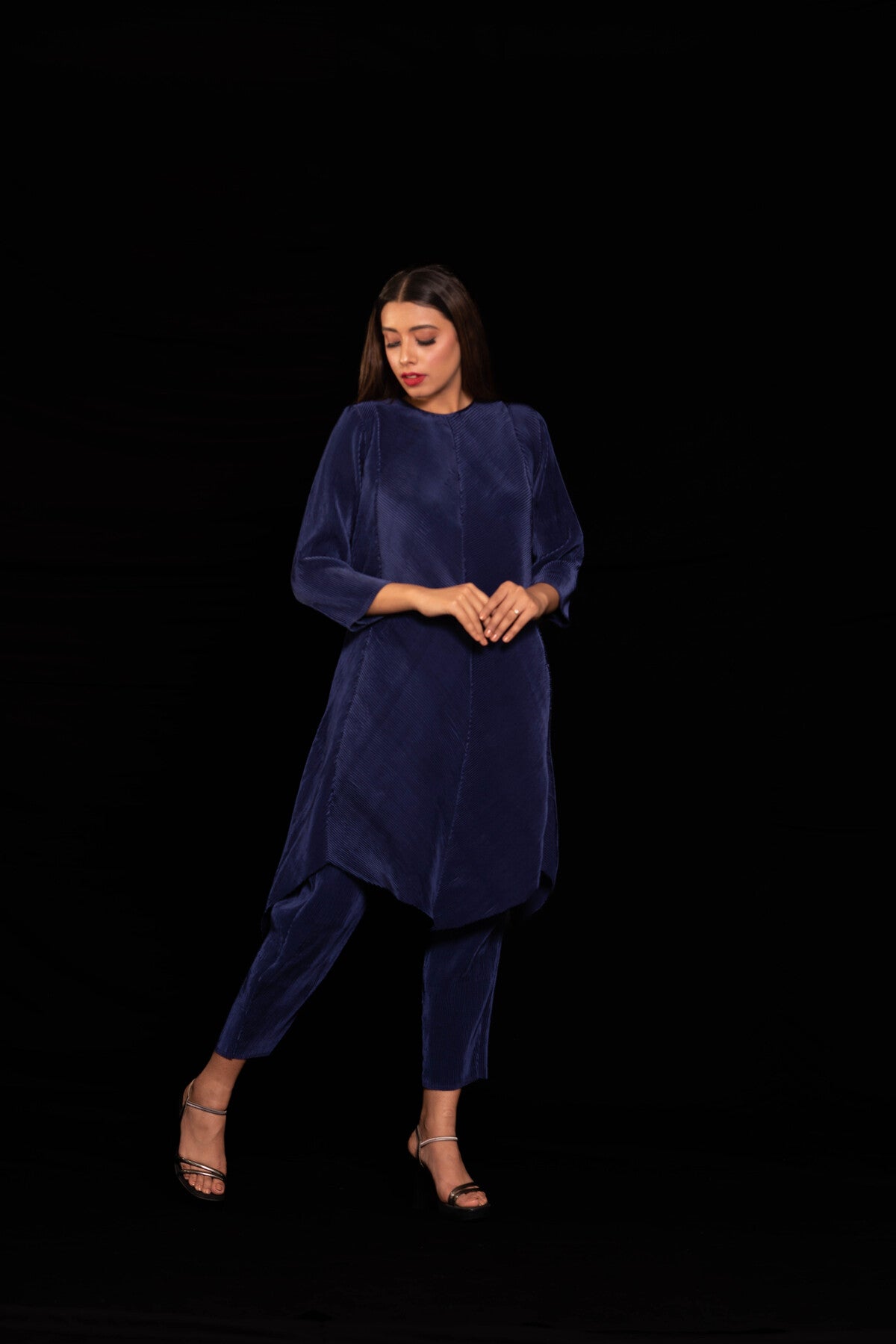 Indigo Blue Pleated CO-Ord Set