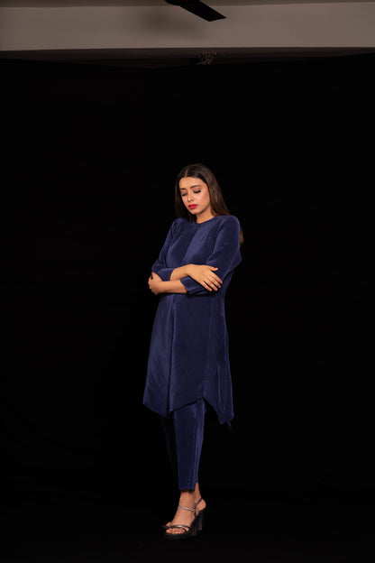 Indigo Blue Pleated CO-Ord Set