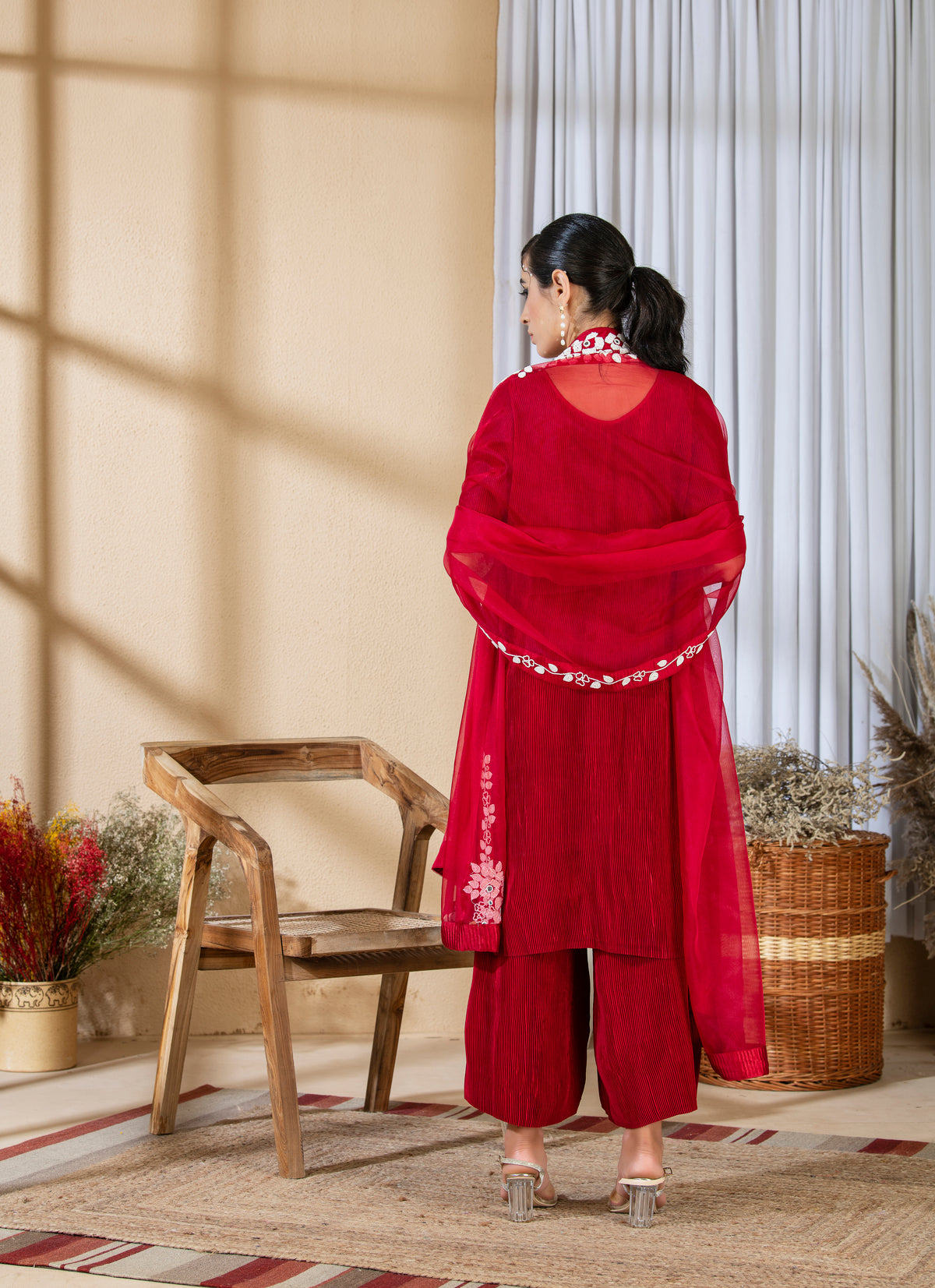 ROSE RED PEARL KURTA SET