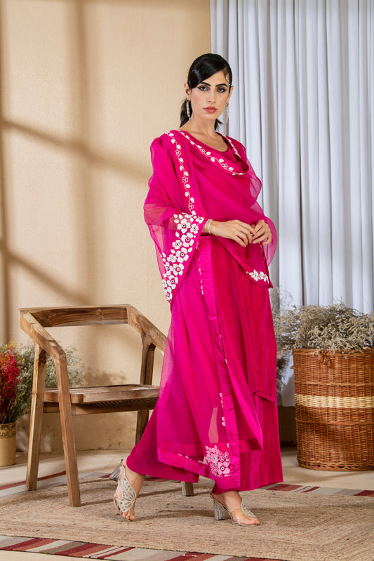 HOT PINK PEARL KURTA SET