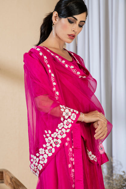 HOT PINK PEARL KURTA SET