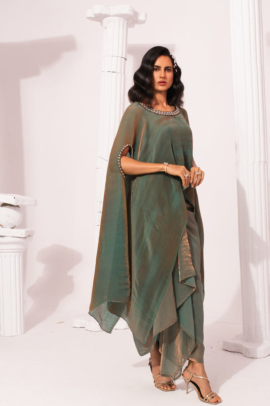 METALIC MOSS GREEN KAFTAN & DHOTI