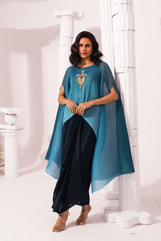 OMBRE OCEAN BLUE KAFTAN & DHOTI SET