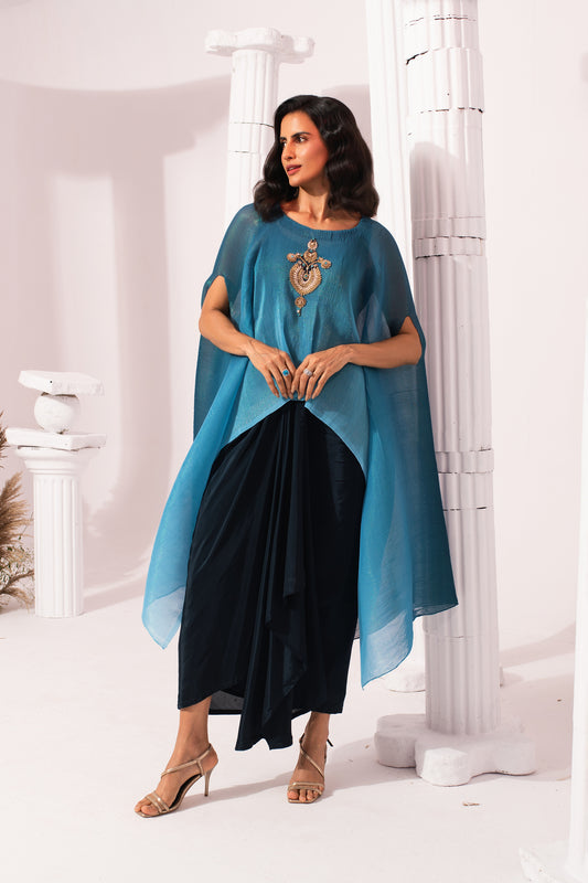 OMBRE OCEAN BLUE KAFTAN & DHOTI SET