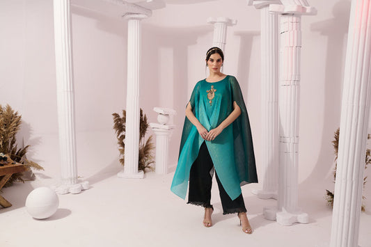 OMBRE SEA GREEN KAFTAN & PANT