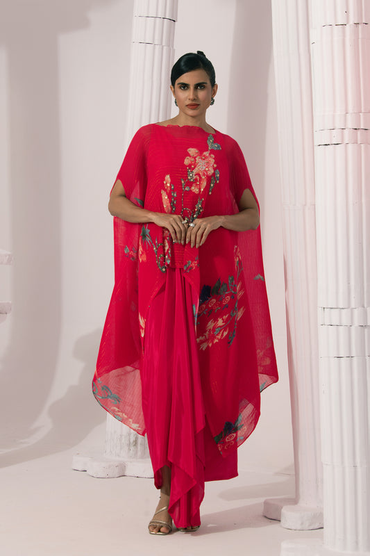 WILDFLOWER MUSE CHERRY PINK KAFTAN & DHOTI