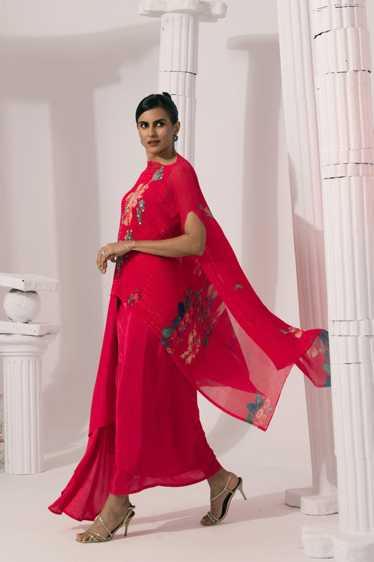 WILDFLOWER MUSE CHERRY PINK KAFTAN & DHOTI