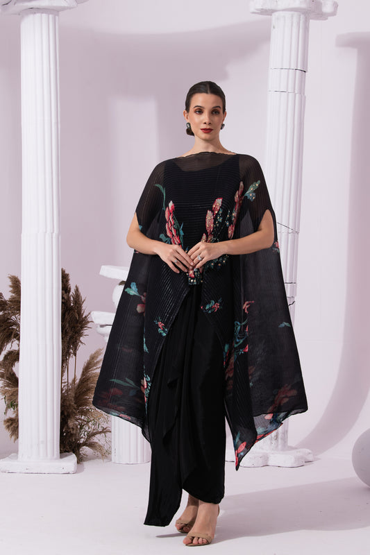 WILDFLOWER MUSE JET BLACK KAFTAN & DHOTI