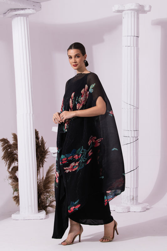 WILDFLOWER MUSE JET BLACK KAFTAN & DHOTI