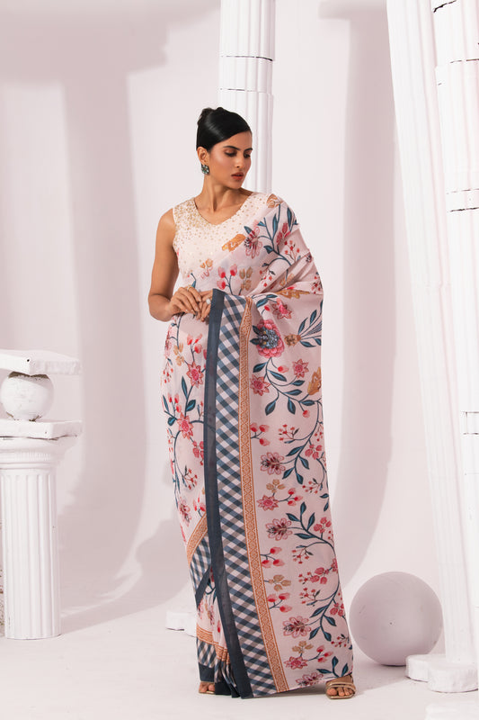 CHECKS & WHIMSY PRE-DRAPED SAREE