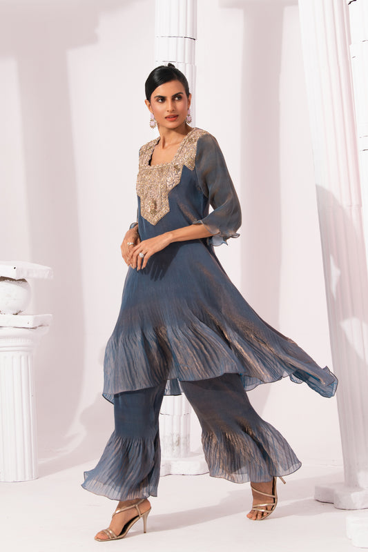 METALIC STEEL BLUE PA SUIT