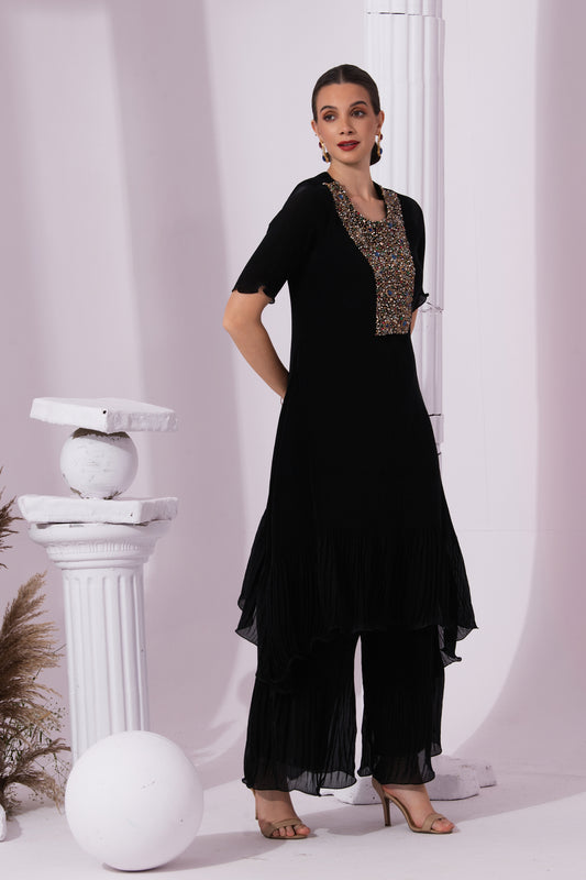 METALIC JET BLACK KURTA SET