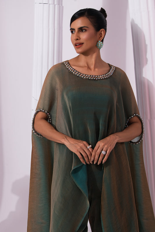 METALIC MOSS GREEN KAFTAN & PANT
