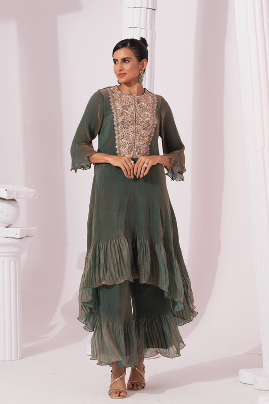 METALIC MOSS GREEN SUIT