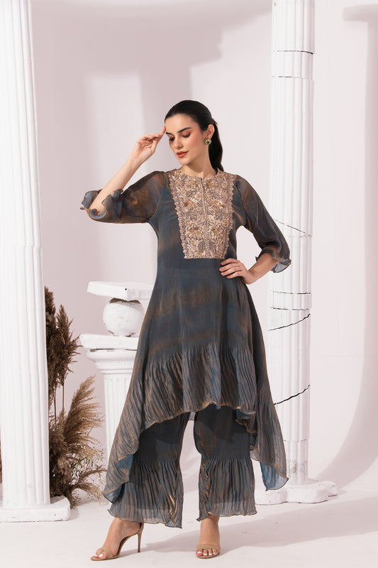 METALIC STEEL BLUE SUIT