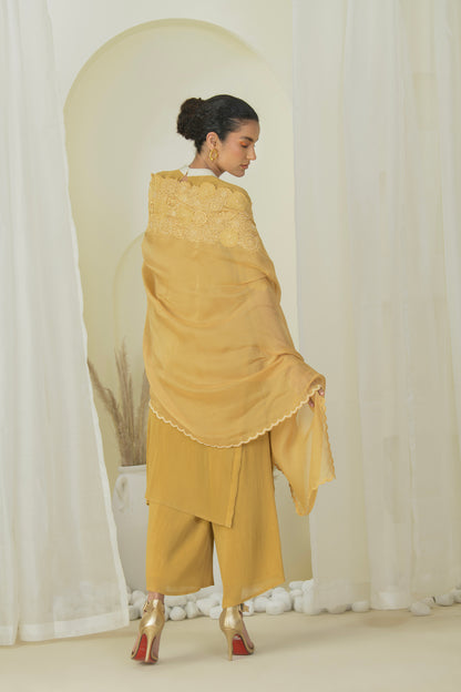 SUMMER GOLD SUIT SET WITH EMBRODED DUPATTA