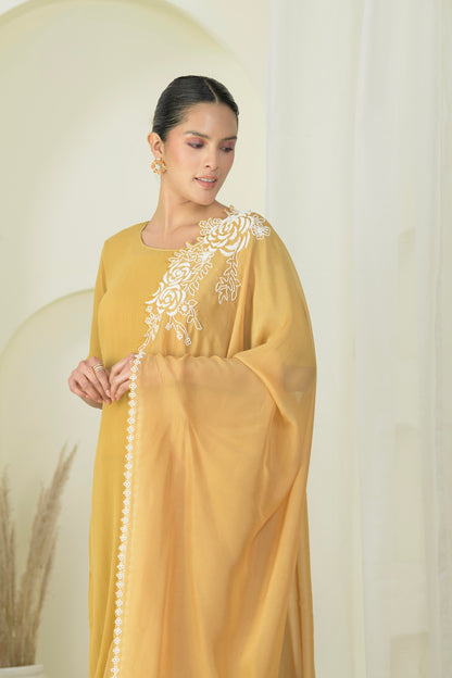 SUMMER GOLD SUIT SET WITH EMBRODED DUPATTA